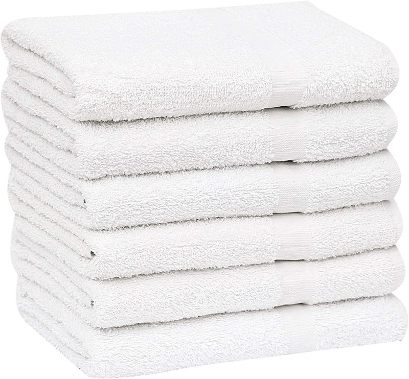 GOLD TEXTILES Bulk Bath Towels White 12 Pack (22x44 Inches) Economy Light Weight Easycare - Image 1